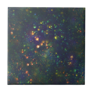 Peacock Blue Green Galactic Glitter Tile