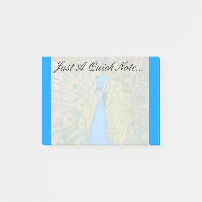 Peacock Blue Head with and Colourful Tail Feathers Post-it Notes (Front)