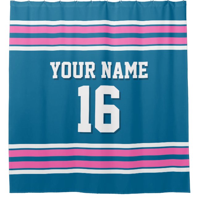 Peacock Blue Hot Pink White Stripes Sports Jersey (Front)