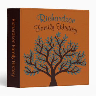 Peacock Blue Leaves Brown Family History Genealogy Binder
