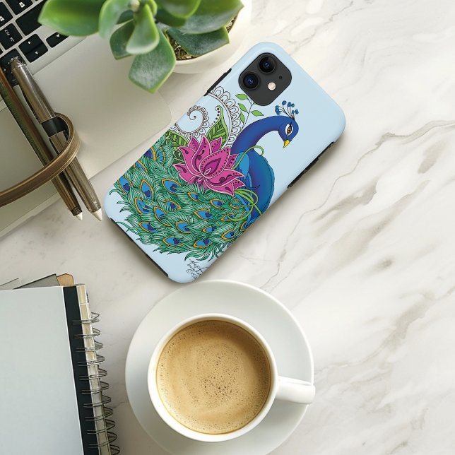 Peacock Blue Lotus Flower Henna Case-Mate iPhone Case (Creator Uploaded)