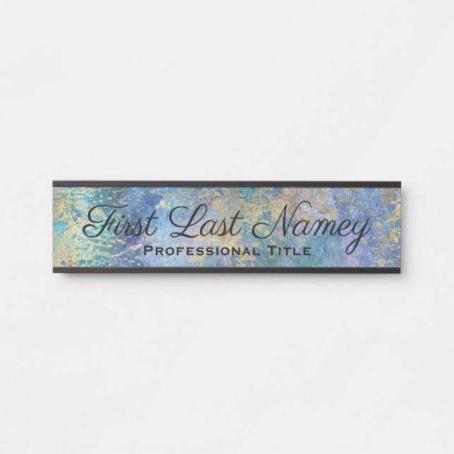 Peacock Blue Office Door Sign Elegant Name Plate (Front)