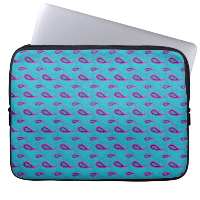 Peacock Blue Paisley Laptop Sleeve (Front)