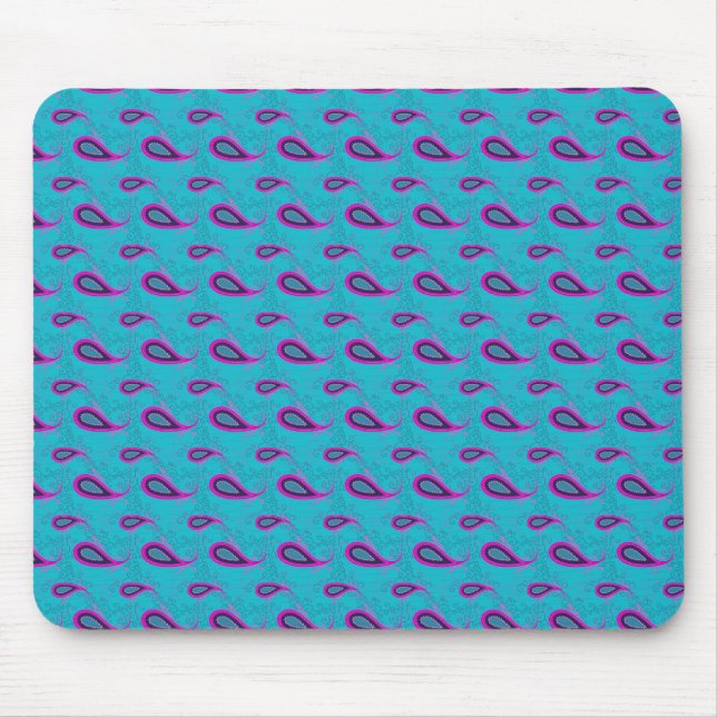 Peacock Blue Paisley Mouse Pad (Front)