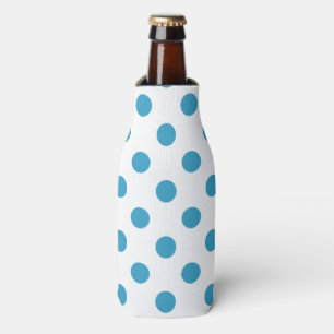 Peacock Blue Polka Dots Circles Bottle Cooler