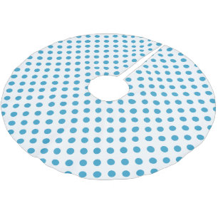 Peacock Blue Polka Dots Circles Brushed Polyester Tree Skirt