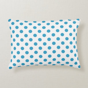 Peacock Blue Polka Dots Circles Decorative Pillow