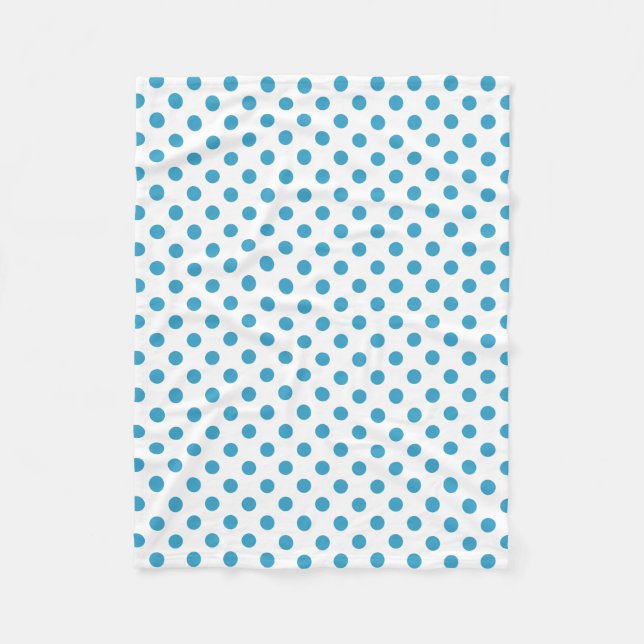Peacock Blue Polka Dots Circles Fleece Blanket (Front)
