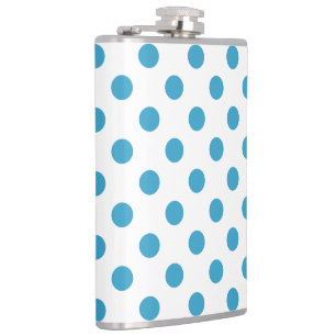 Peacock Blue Polka Dots Circles Hip Flask