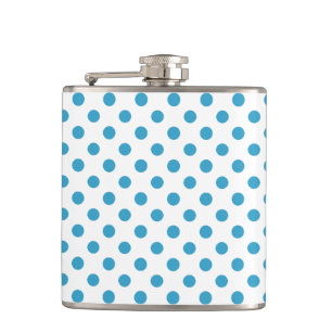 Peacock Blue Polka Dots Circles Hip Flask