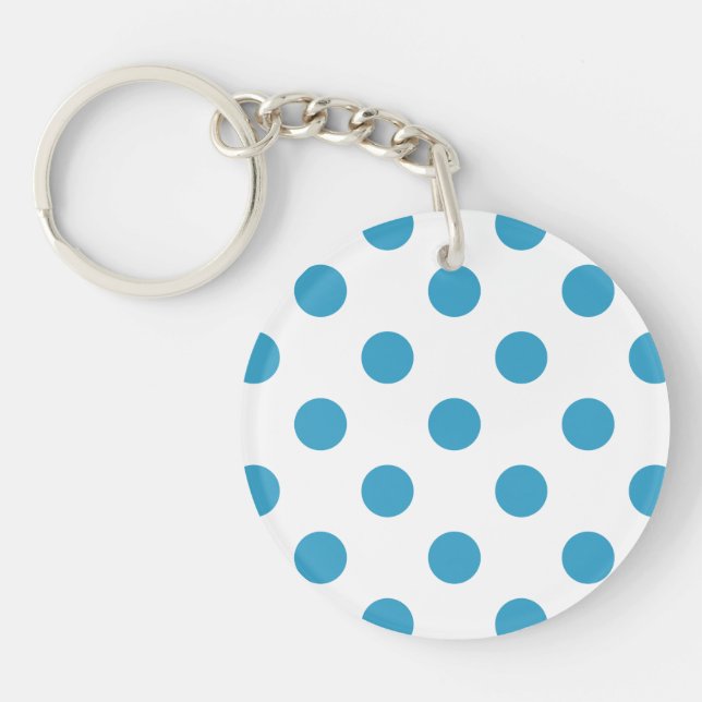 Peacock Blue Polka Dots Circles Keychain (Front)