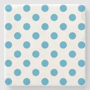 Peacock Blue Polka Dots Circles Stone Coaster