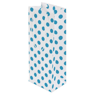 Peacock Blue Polka Dots Circles Wine Gift Bag