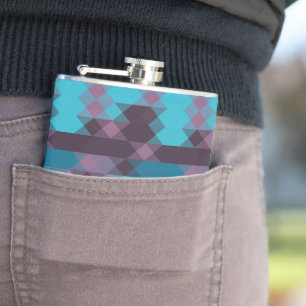 peacock blue, purple, topaz blue and thunder hip flask
