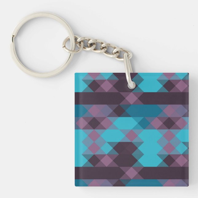 peacock blue, purple, topaz blue and thunder keychain (Front)