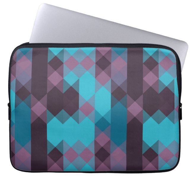 peacock blue, purple, topaz blue and thunder laptop sleeve (Front)