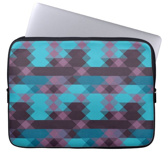 peacock blue, purple, topaz blue and thunder laptop sleeve (Front)