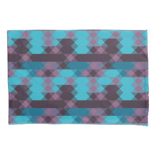 peacock blue, purple, topaz blue and thunder pillowcase