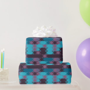 peacock blue, purple, topaz blue and thunder wrapping paper