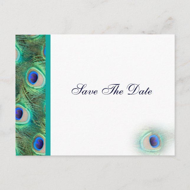 peacock blue  Save the Date Announcement Postcard (Front)