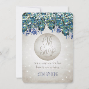 Peacock Blue Silver OH Snap Mariage Hashtag Cartes