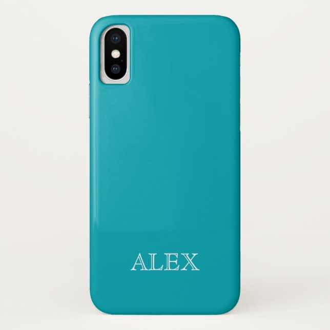 PEACOCK BLUE Solid Background iPhone X Case (Back)