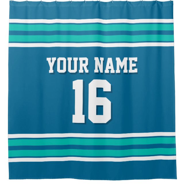 Peacock Blue Teal White Stripes Sports Jersey (Front)