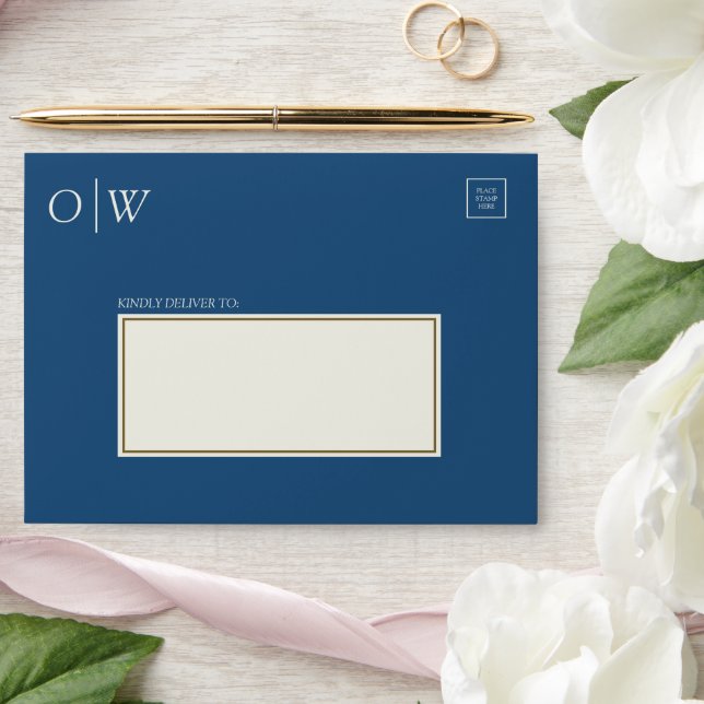 Peacock Blue Tropical Palm 5x7 Wedding Envelope (Wedding)