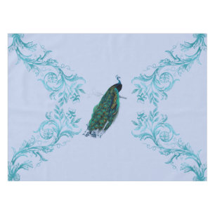 Peacock Blue Watercolor Tablecloth