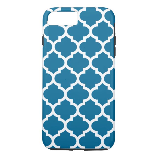Peacock Blue White Moroccan Quatrefoil Pattern #5 Case-Mate iPhone Case (Back)