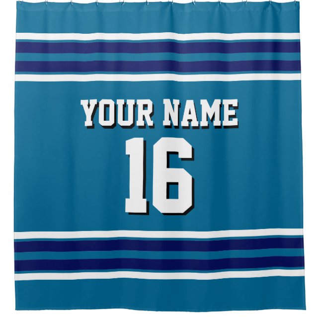 Peacock Blue with Navy White Stripes Sports Jersey (Front)