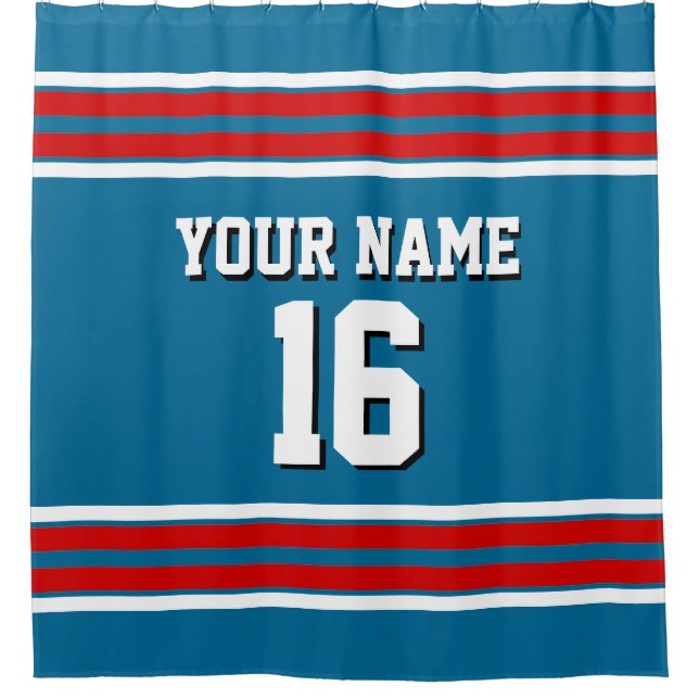 Peacock Blue with Red White Stripes Sports Jersey (Front)
