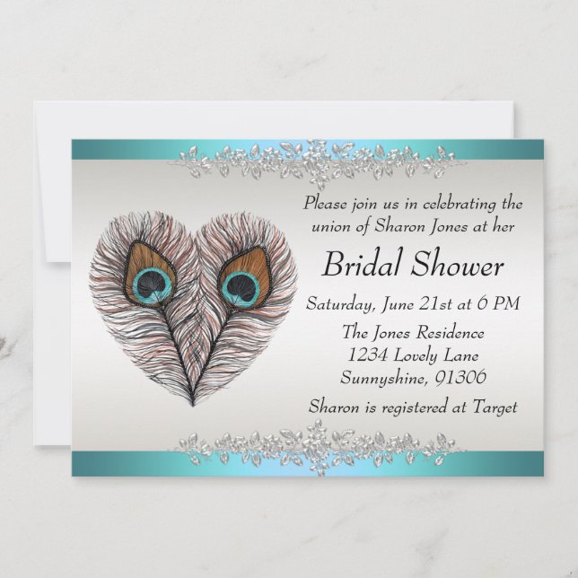 Peacock Bridal Shower Announcement (Front)