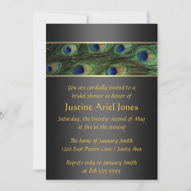 Peacock Bridal Shower Invitation (Front)