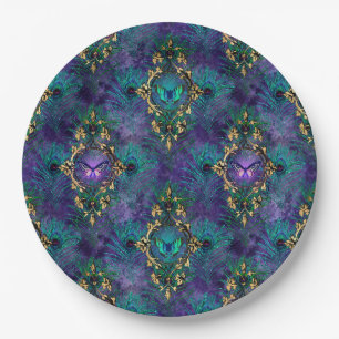 Peacock Butterflies Wedding Supplies Paper Plates
