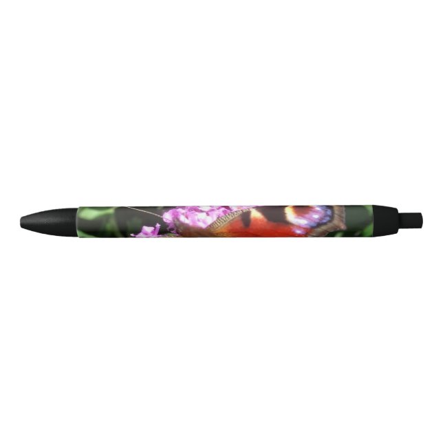 Peacock Butterfly and Buddleia   Black Ink Pen (Front)