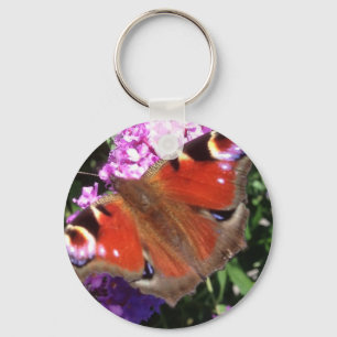 Peacock Butterfly and Buddleia Keychain
