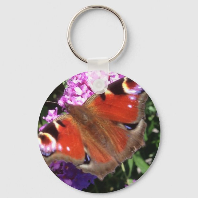 Peacock Butterfly and Buddleia Keychain (Front)