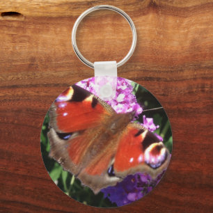 Peacock Butterfly and Buddleia Keychain