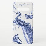 Peacock Butterfly Chinese Navy Blue White Vintage  Samsung Galaxy Case<br><div class="desc">"Peacock Butterfly Chinese Navy Blue White Vintage Samsung Galaxy S10  Case."  New art inspired by vintage Chinese and Asian Influence antique pottery and tile designs.  Created by internationally licensed artist and designer,  Audrey Jeanne Roberts,  copyright.</div>