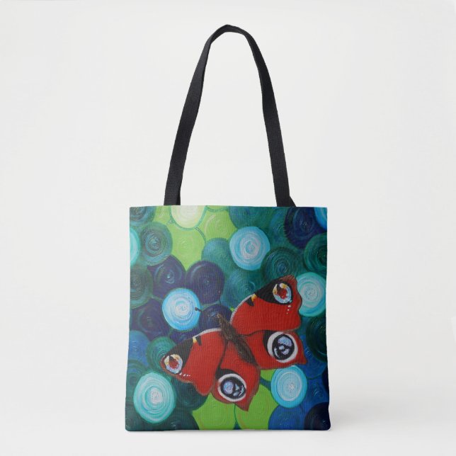 Peacock Butterfly Painting Tote Bag (Front)