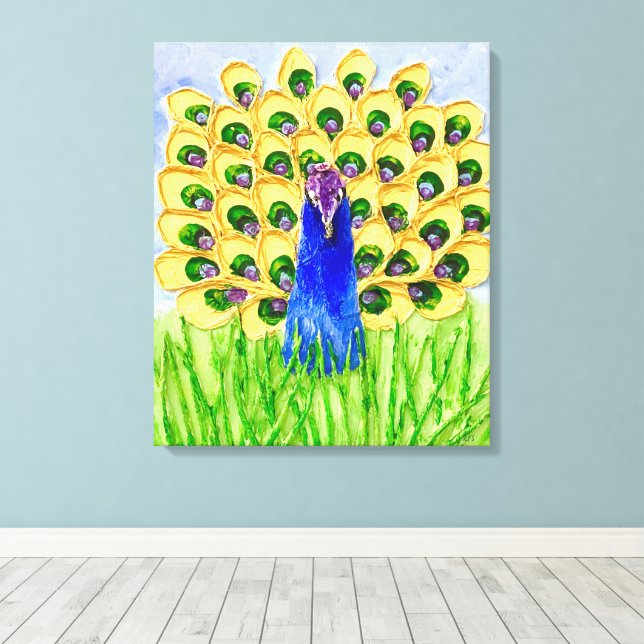 Peacock Canvas Print (Insitu(Wood Floor))