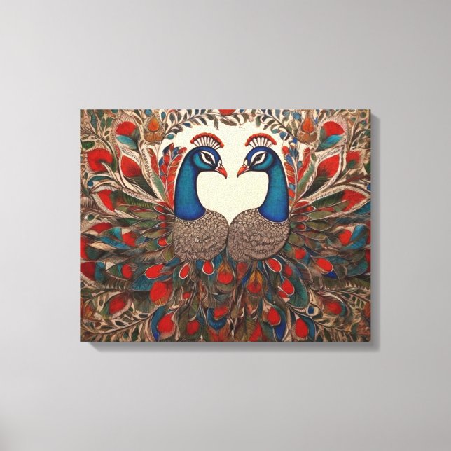 Peacock Canvas Prints: Authentic Madhubani Art Print (Front)