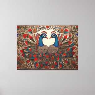Peacock Canvas Prints: Authentic Madhubani Art Print