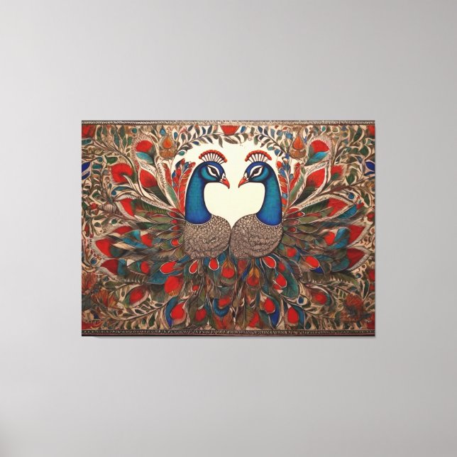 Peacock Canvas Prints: Authentic Madhubani Art Print (Front)