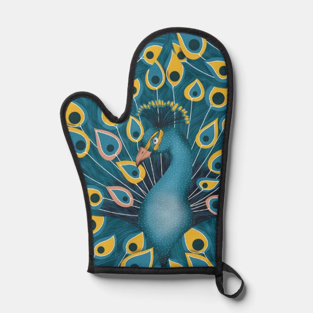 Peacock Chic Oven Mitt (Front)