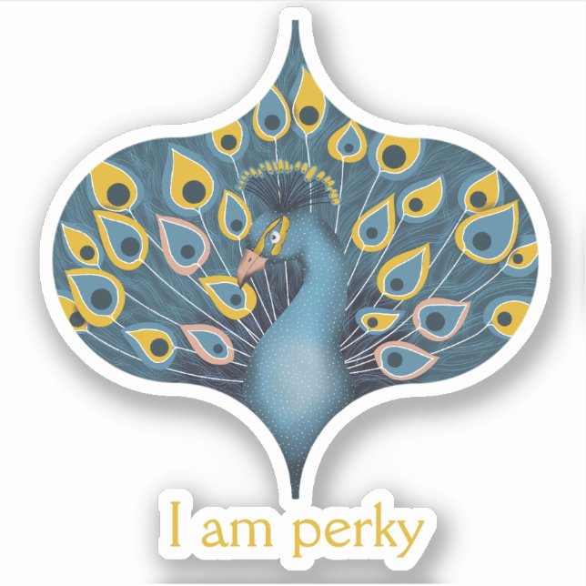 Peacock Chic Personalized Custom-Cut Vinyl Sticker (Front)