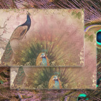 Peacock Chinoiserie Peony Floral Gold Decoupage