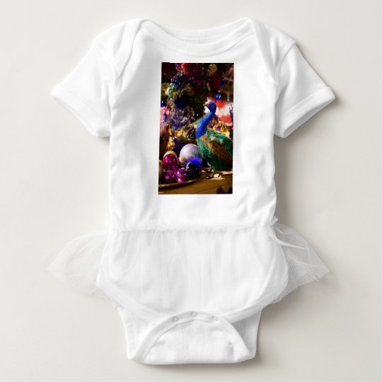 Peacock Christmas Design Baby Bodysuit