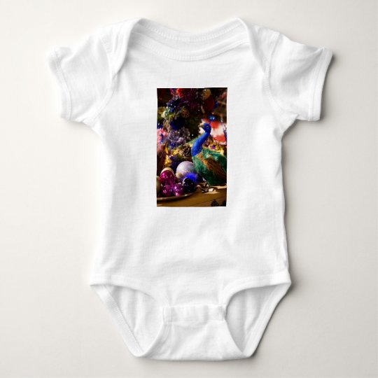 Peacock Christmas Design Baby Bodysuit